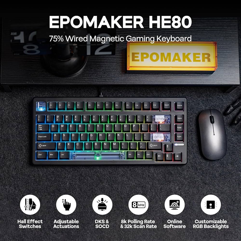 epomaker he80 8kポーリングレート Amazon | EPOMAKER HE80 ホール効果ゲーミングキーボード 8K